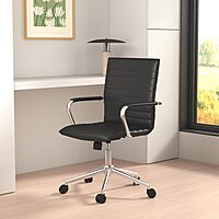 Boss Office Products Sleek Ribbed Vinyl Task Chair, Black