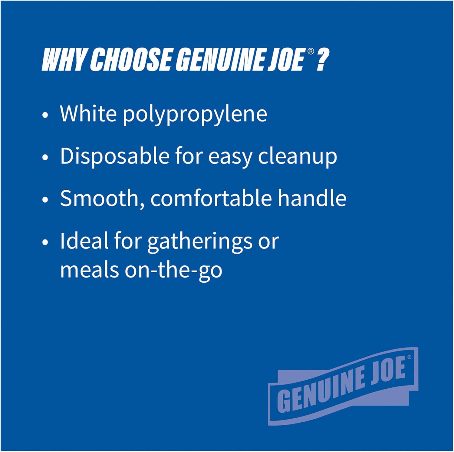 Genuine Joe Medium Weight Plastic Fork, White, 1000 Count