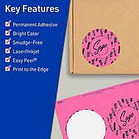 Avery Printable Round Labels, Sure Feed Technology, 3-1/2" Diameter, Bright Pink, Print-to-the-Edge, Laser/Inkjet Printable