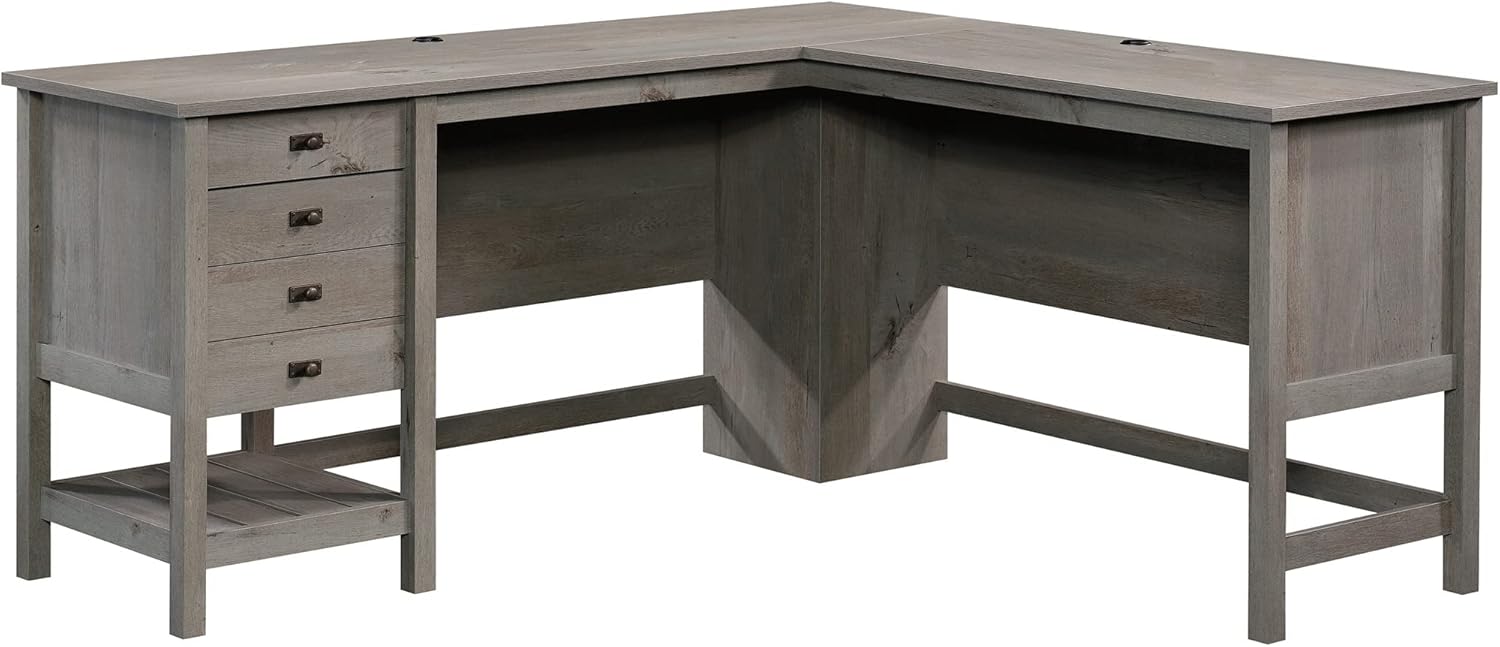 Sauder Cottage Road L Shaped Desk Computer Desk with Drawers and Cable Management