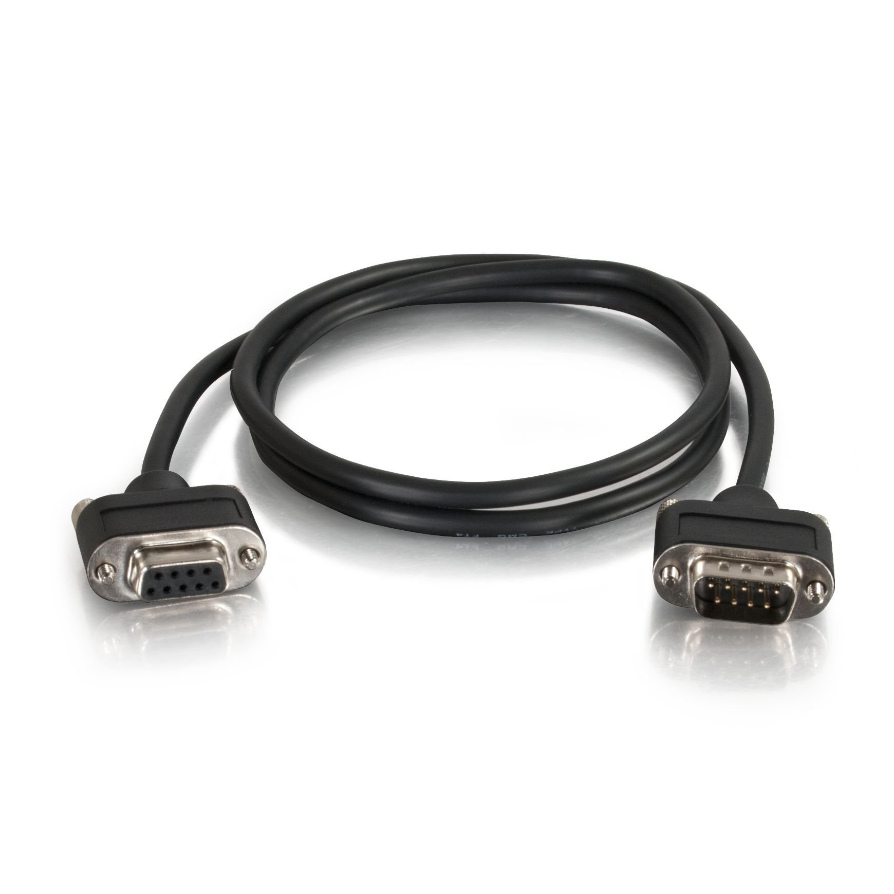 C2G 52187 Serial RS232 DB9 Null Modem Cable with Low Profile Connectors M/F, In-Wall CMG-Rated, Black (15 Feet, 4.57 Meters)