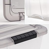 IRIS USA 72 Quart Stack & Pull Clear Storage Box, Gray, 3 Pack