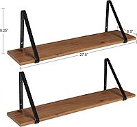 KATE AND LAUREL Soloman Wooden Floating Shelves with Metal Brackets