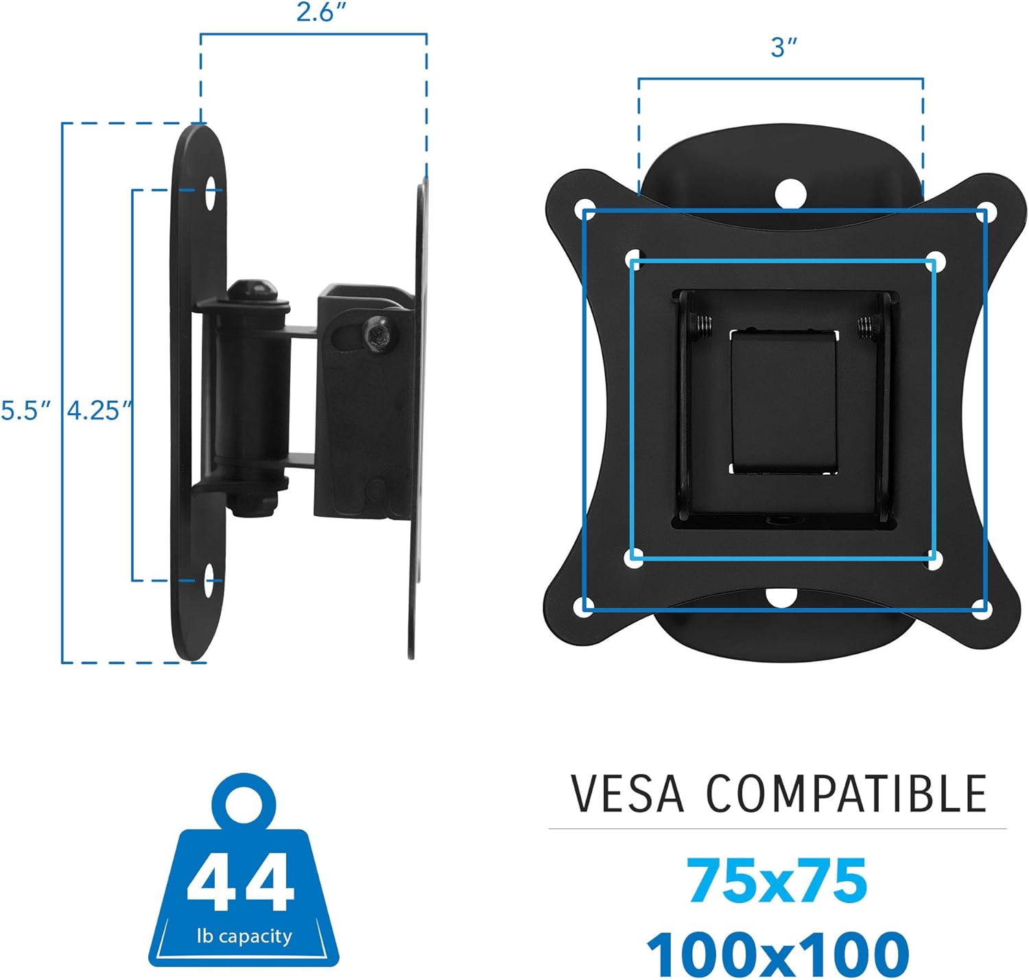 Mount-It! MI-2829 Small TV Monitor Wall Mount | RV TV Mount | Quick Release VESA Wall Mount | Fits 19 20 21 22 23 24 25 Inch