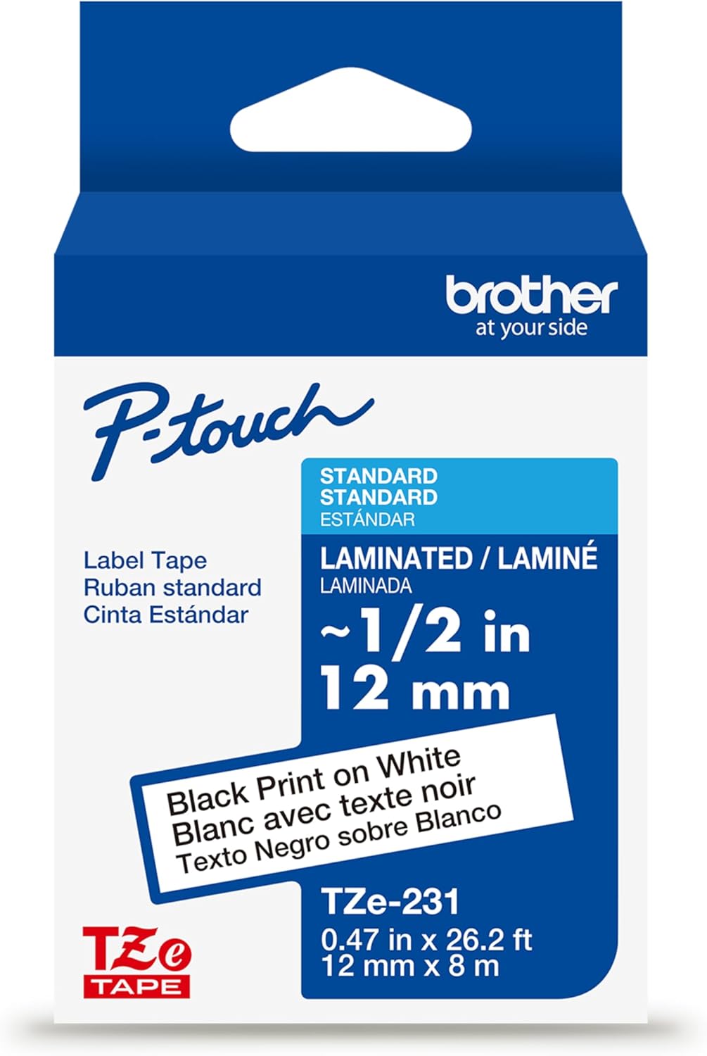 BROTHER Genuine TZe231 Laminated Label Tape 12mm Black on White