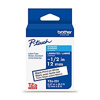 BROTHER Genuine TZe231 Laminated Label Tape 12mm Black on White