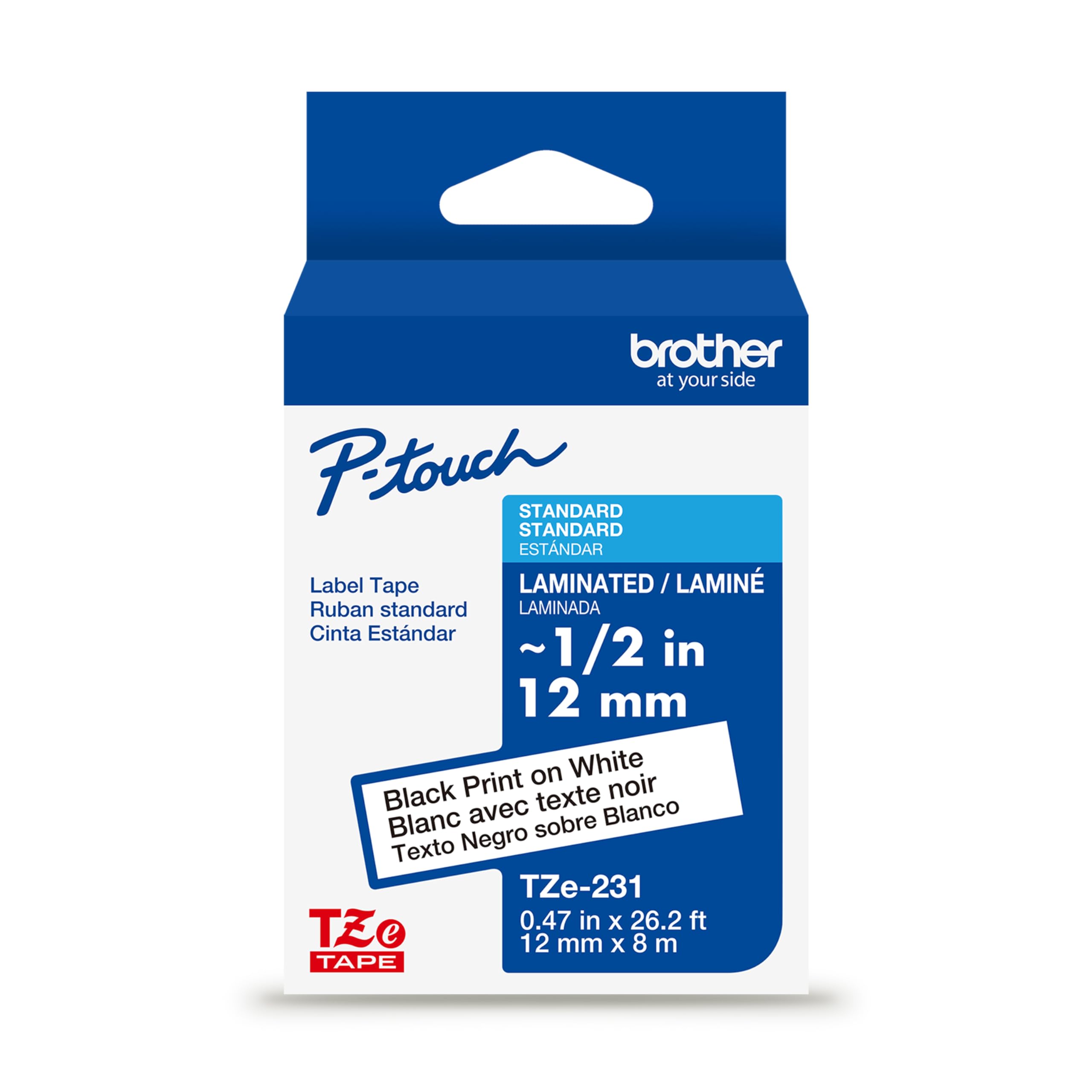 BROTHER Genuine TZe231 Laminated Label Tape 12mm Black on White
