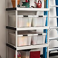 IRIS USA 45 Quart Plastic Storage Container Bin with Latching Lid, Pearl, 4 Pack