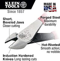Klein Tools D228-8 Pliers, Diagonal Cutting Pliers with Short Jaw and Beveled Knives & 11055 Wire Cutter and Wire Stripper