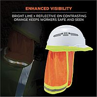 Ergodyne GloWear 8005 High Visibility Reflective Mesh Hard Hat Neck Shade, Orange