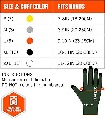 ERGODYNE ProFlex 7070 Cut Resistant Work Gloves, Sandy Nitrile Coated Palms, 13-Gauge Aramid
