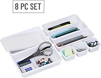 MIND READER Drawer Organizer Set, Multi-Piece Storage Trays for Kitchen, Bathroom, Office & More