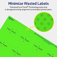 Avery Printable Round Labels, Sure Feed Technology, 1-1/2 in. Diameter, Neon Green, Print-to-The-Edge, Laser/Inkjet Printable