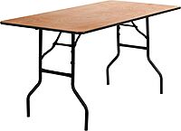 Flash Furniture Rectangular Folding Banquet Table, 30-1/4in H x 30in W x 72in D, Natural/Black