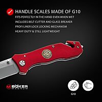 Boker Magnum 01MB366 Fire Department Knife with 3 3/8 in. Blade, Red