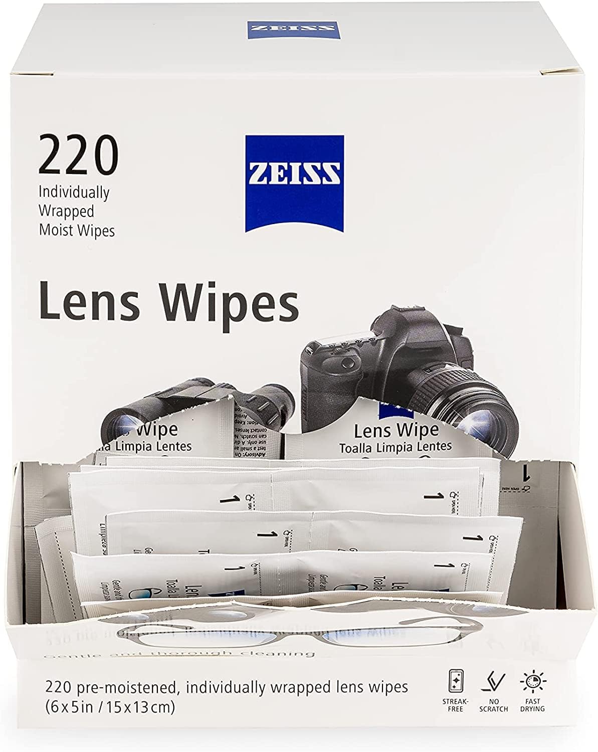 Zeiss Lens Wipes, White, 220 Count (Pack of 1)