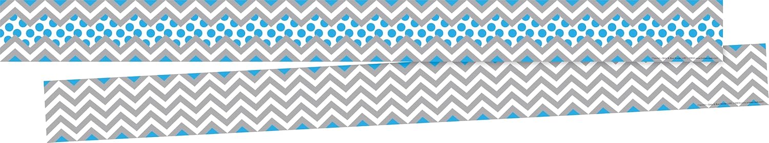 Barker Creek Double-Sided Trim Set of 4, Chevron & Dots, Mixed-Design, 140 feet of Double-Sided Trim