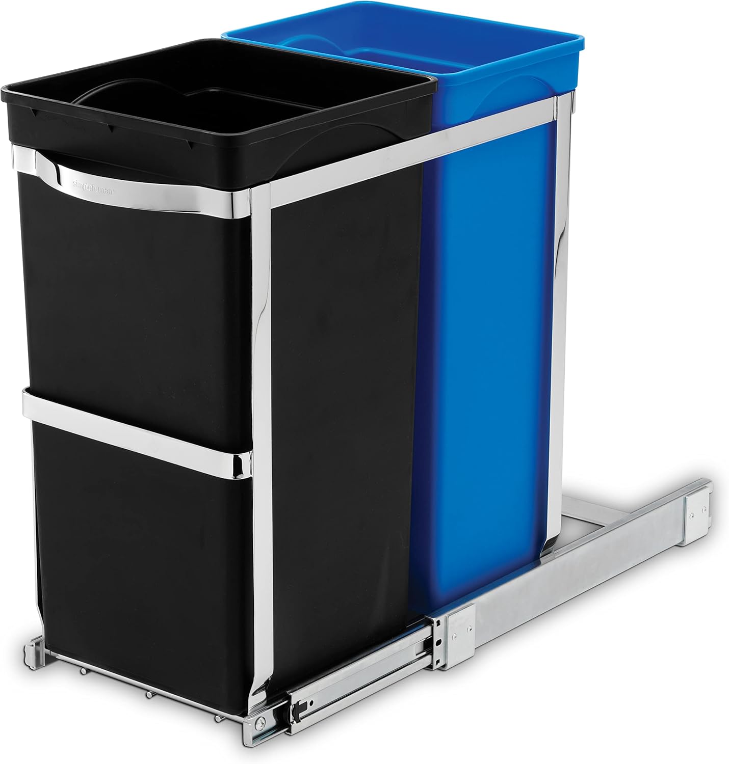simplehuman Under-Cabinet and In-Cabinet Pull-Out Trash & Recycling Bin, Heavy-Duty Steel Frame