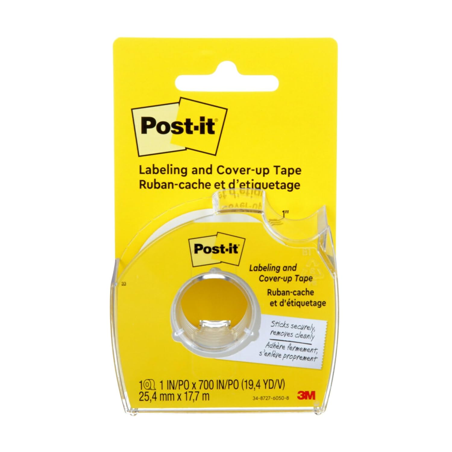 Post-it Labeling and Cover-Up Tape, 1-Inch x 700-Inch Roll – Non-Refillable – Virtually Invisible on Copies