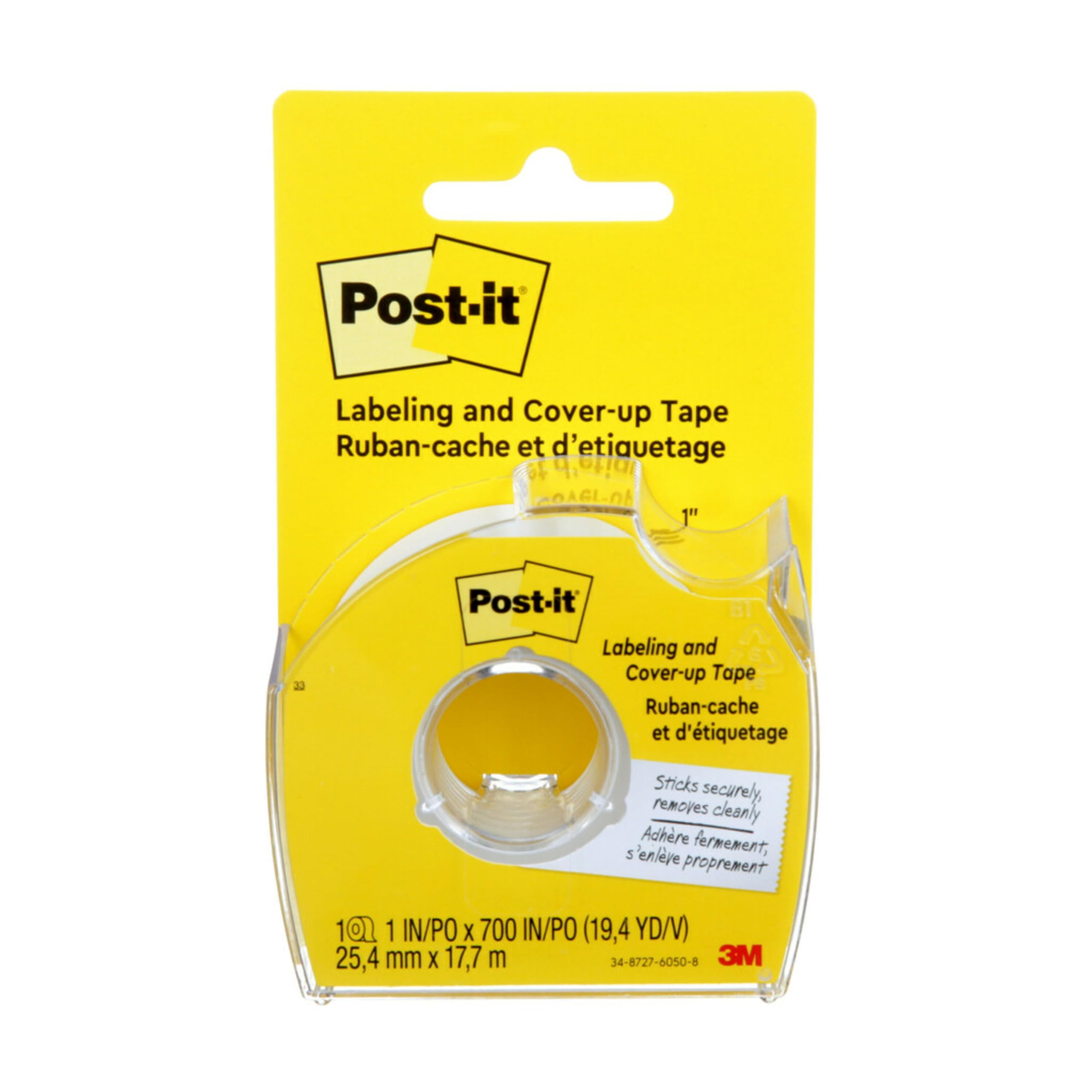 Post-it Labeling and Cover-Up Tape, 1-Inch x 700-Inch Roll – Non-Refillable – Virtually Invisible on Copies