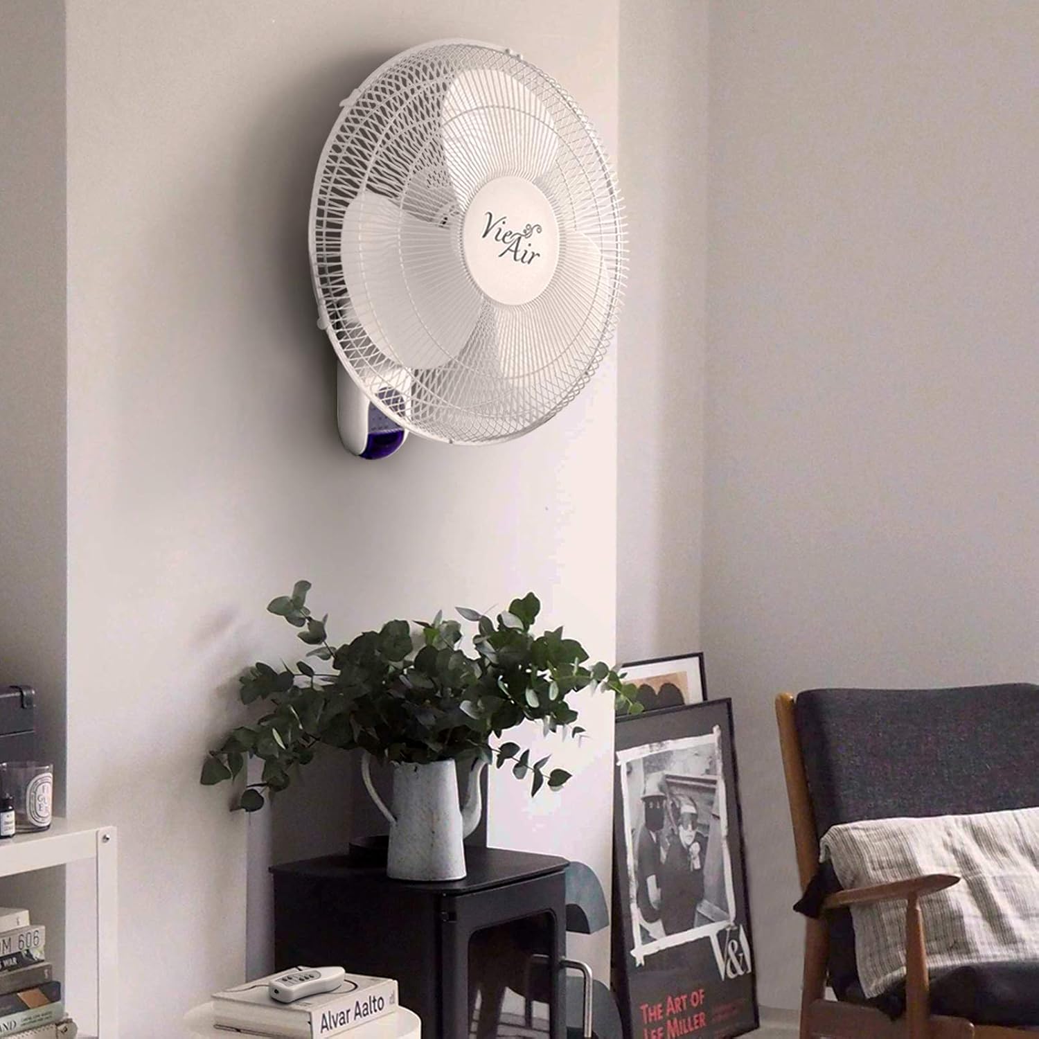Vie Air 16" Plastic Wall Fan with Remote Control in White