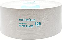 Highmark Paper Plates, 8-3/4in, Printed White, Pack Of 125