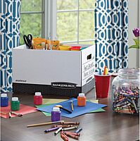 Bankers Box 12 Pack R-KIVE Heavy-Duty File Storage Boxes, FastFold, Lift-Off Lid, Letter, White/Black