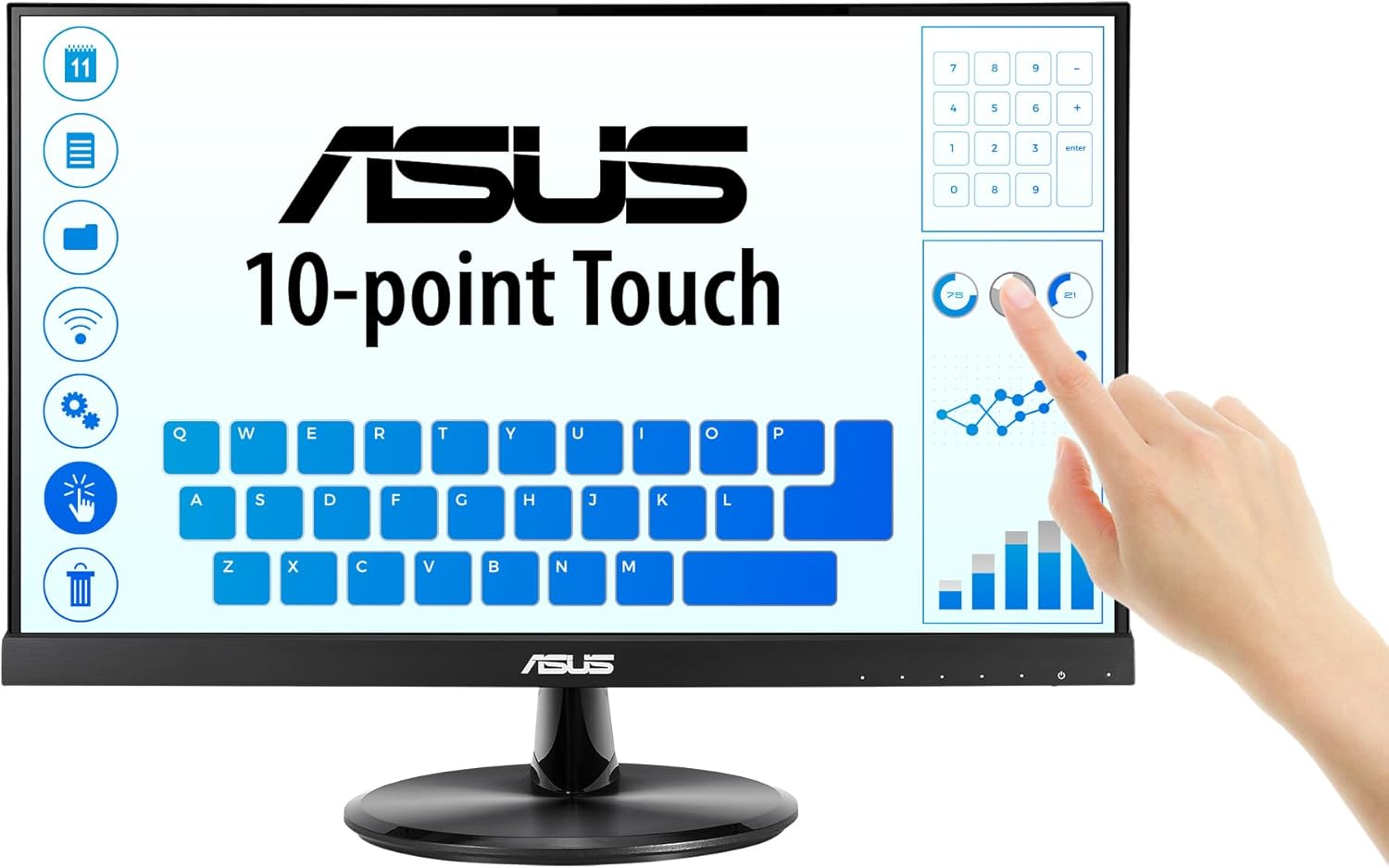 ASUS VT229H 21.5" Monitor 1080P IPS 10-Point Touch Eye Care with HDMI VGA, Black 21.5" IPS 10-Point Touch Screen