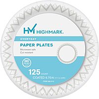 Highmark Disposable 6-3/4in Printed White Paper Plates - Pack of 125