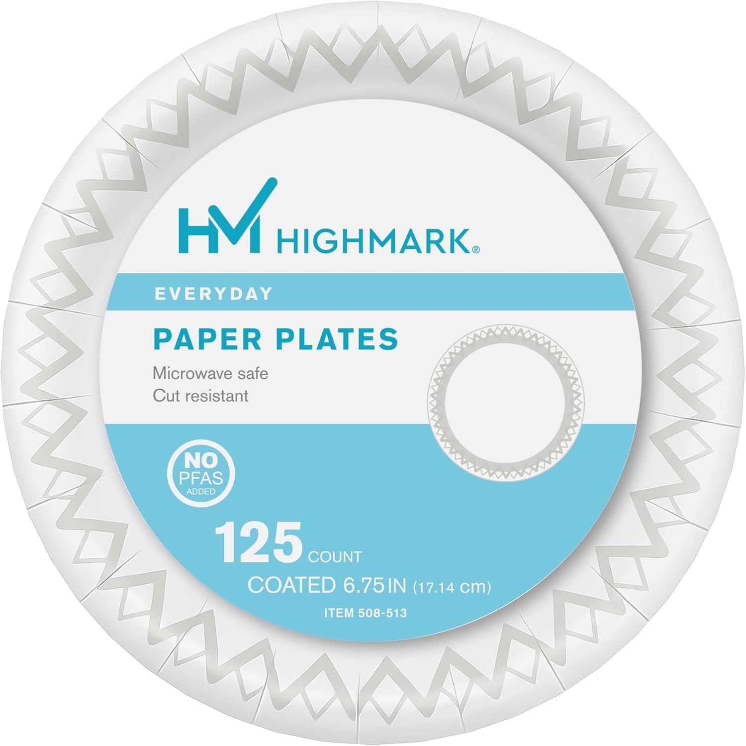 Highmark Disposable 6-3/4in Printed White Paper Plates - Pack of 125