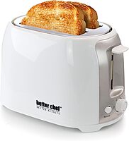 BETTER CHEF 2-Slice Wide-Slot Cool-Touch Toaster with Reheat & Defrost and Stainless-Steel Accents