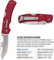 Cold Steel Double Safe Hunter Slock Master 3.5" 8Cr13MoV Drop Point Blade 4.875" GFN Handle Hunting Folding Knife withRocker