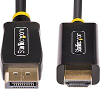 StarTech.com 6.6ft (2m) DisplayPort to HDMI Adapter Cable, 4K 60Hz with HDR, DP to HDMI 2.0b Cable, Active Video Converter