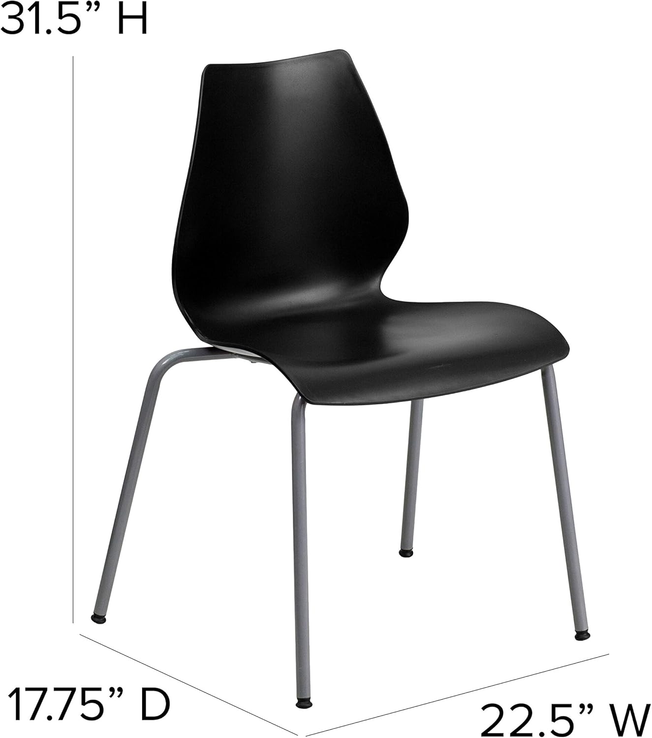 Flash Furniture HERCULES Series 770 lb Capacity Stack Chair with Lumbar Support and Silver Frame