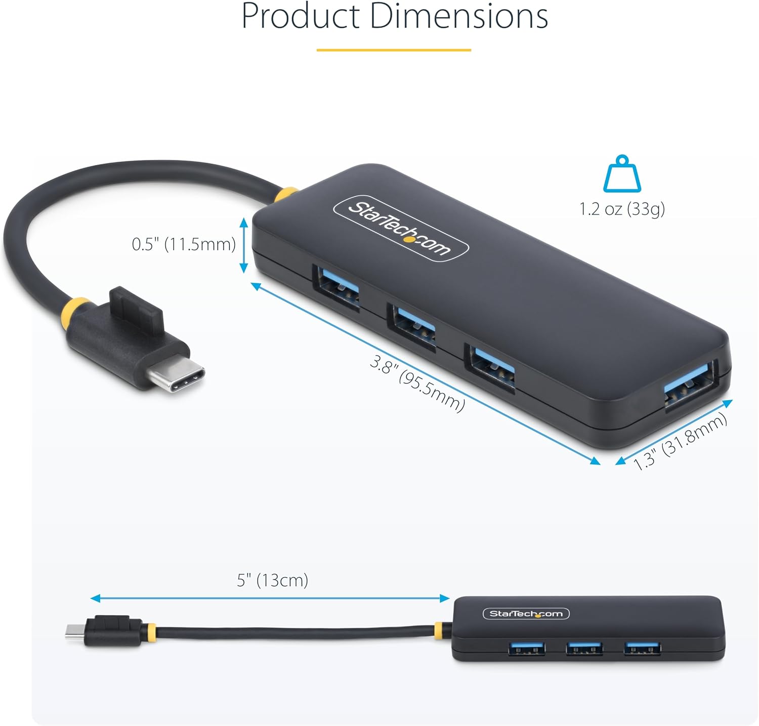 StarTech 4-Port USB 3.0 Hub, Bus-Powered Portable Travel Mini Hub