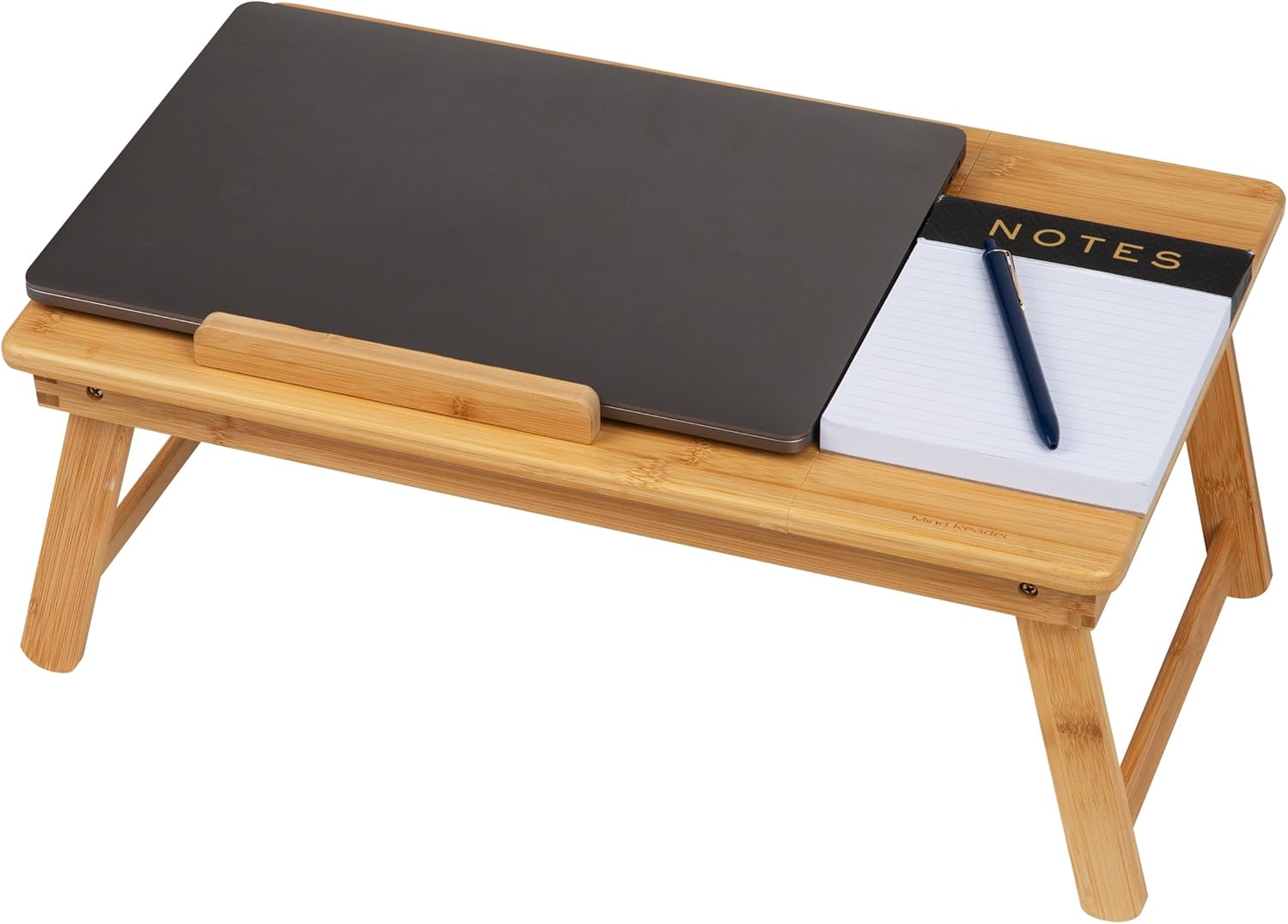 Mind Reader Lap Desk Laptop Stand, Bed Tray, Dorm Room, Folding Legs, Rayon From Bamboo, 19.75"L x 12"W x 8.25"H, Brown