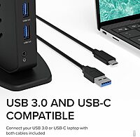 Plugable USB 3.0 and USB-C Universal Laptop Docking Station with 2 HDMI Ports for Windows, Mac (Driver Required)