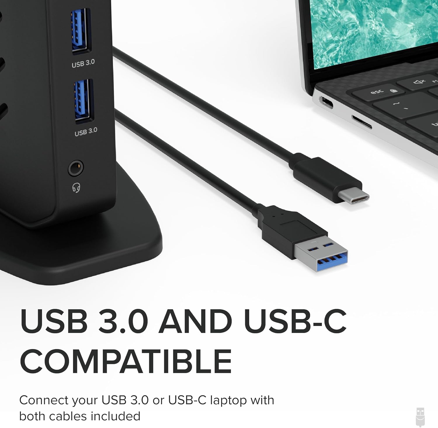 Plugable USB 3.0 and USB-C Universal Laptop Docking Station with 2 HDMI Ports for Windows, Mac (Driver Required)