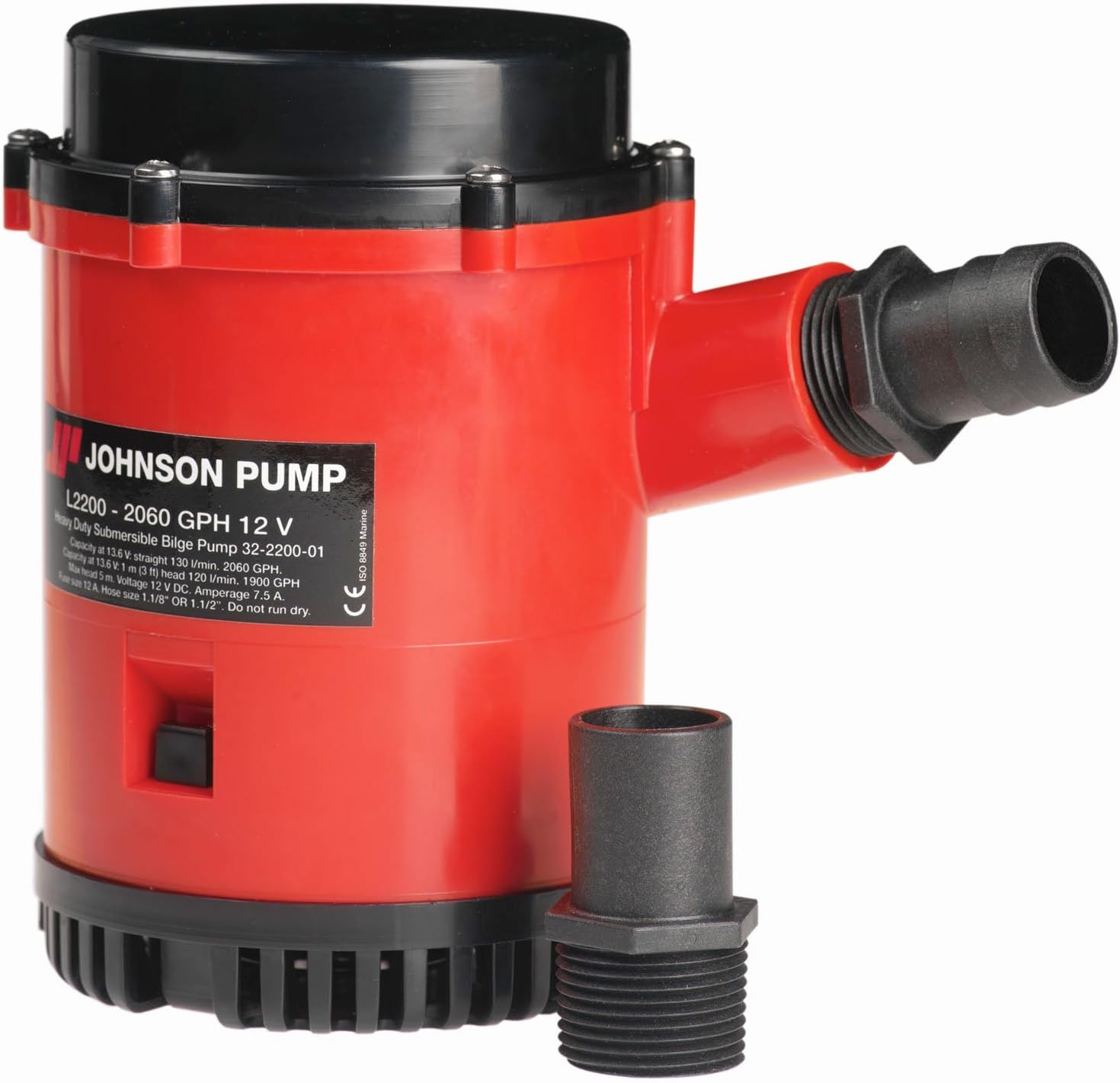 Johnson Pump 2200 GPH Bilge Pump 1-1/8" Hose 12V Threaded Port