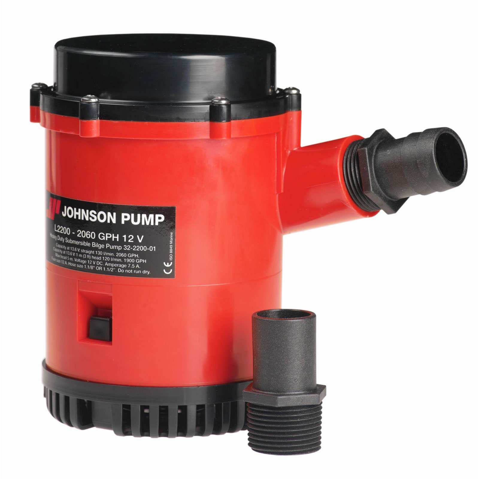 Johnson Pump 2200 GPH Bilge Pump 1-1/8" Hose 12V Threaded Port