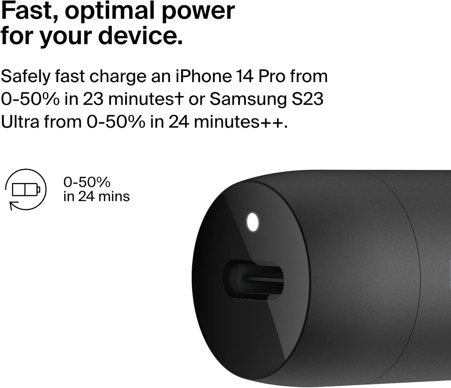 Belkin BoostCharge™ 30W Compact Fast Car Charger withUSB-C Power Delivery Port for iPhone 16, 16 Pro, 15, 15 Pro, Galaxy S25