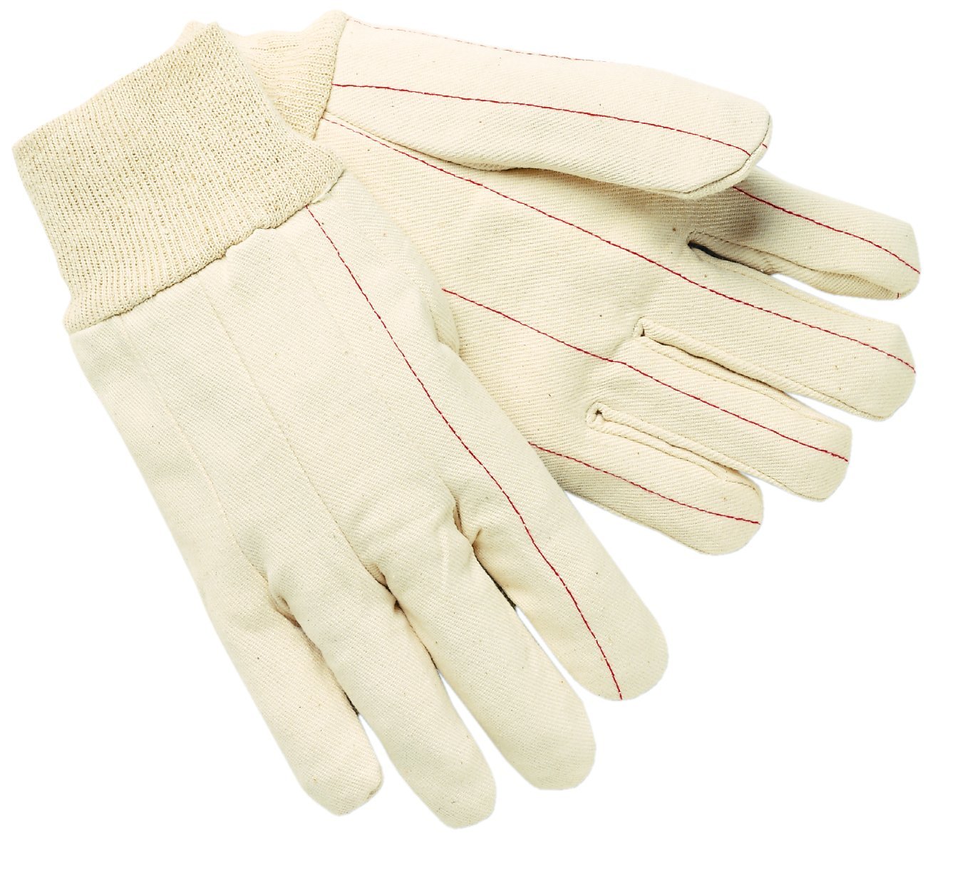 Nap-In Double Palm Cotton Work Gloves, ANSI Level 4 Heat Protection, Clute Cut, Straight Thumb, Large, White, 12 Pairs