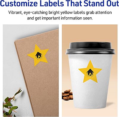Avery Printable Star Labels, Sure Feed Technology, 2-1/4" x 2-3/8", Bright Yellow, 120