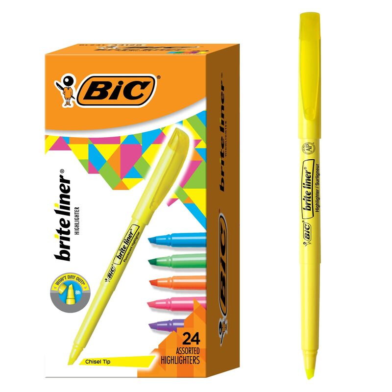 BIC Brite Liner Highlighters, Chisel Tip