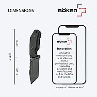 BÖKER PLUS Little Dvalin Fixed Blade EDC Knife - D2 Tanto - G10 - Kydex Sheath