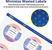 Avery Matte White Removable Round Labels, Sure Feed Technology, Print-to-The-Edge, 1-2/3" Diameter, 300 Removable Labels, Laser/Inkjet Printable 300 labels