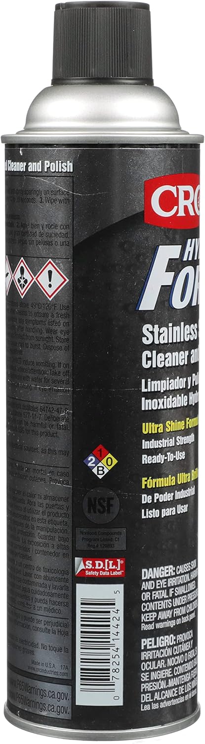 CRC HydroForce Stainless Steel Cleaner & Polish, 20 fl oz Aerosol