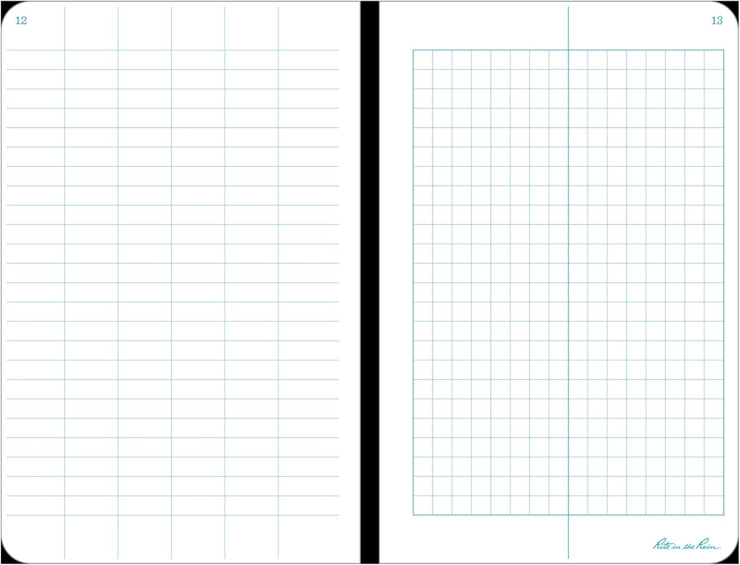 Rite in the Rain Weatherproof Hard Cover Notebook, 4 3/4" x 7 1/2", Yellow Cover, Field Pattern (No. 350F)