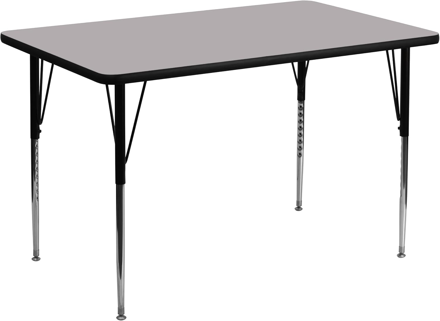 Flash Furniture Wren 36''W x 72''L Rectangular Grey Thermal Laminate Activity Table - Standard Height Adjustable Legs