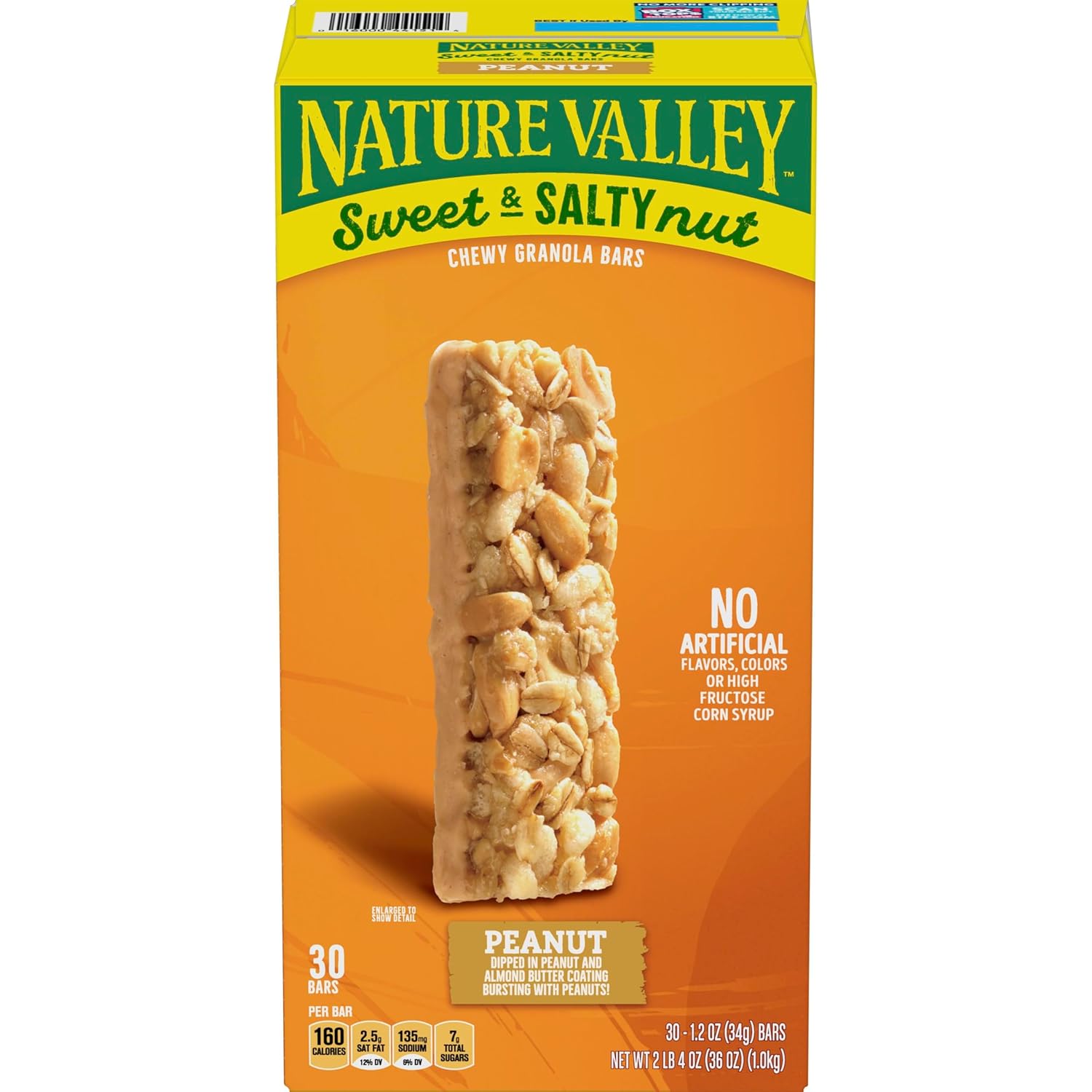 Nature Valley Sweet and Salty Granola Bars, Peanut, 30 Bars, 36 OZ Peanut 30 Count (Pack of 1)